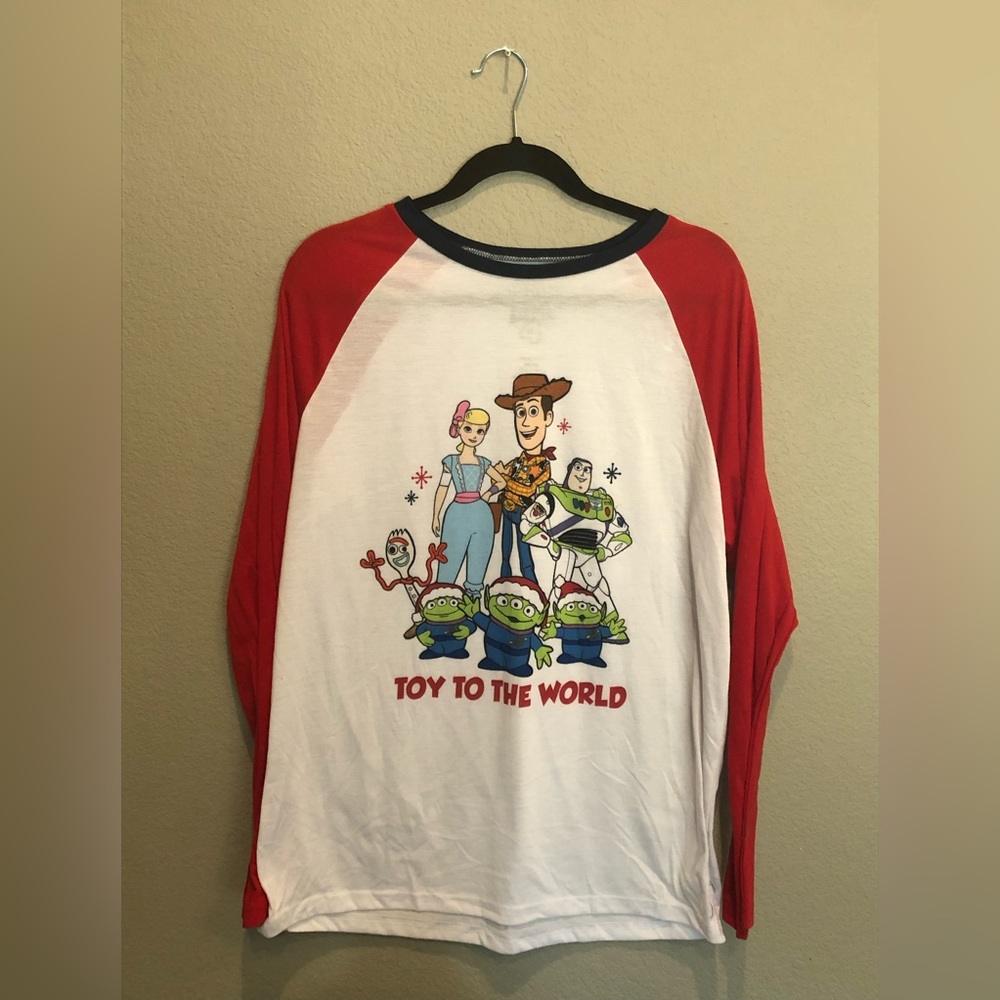 Disney Pixar Toy Story 4 Womens Pajama Top Toy To The World Christmas Medium